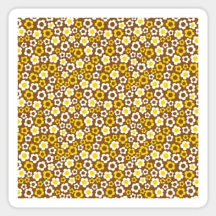 RETRO BROWN AND YELLOW FLORALS 60S SIXTIES BOHEMIAN FLOWERS Sticker